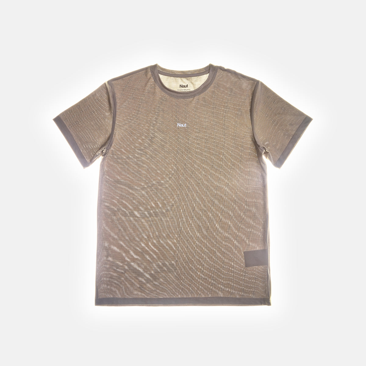 Earth Brown | macro2 | Naut Alend technical running t-shirt for men, close-up detail
