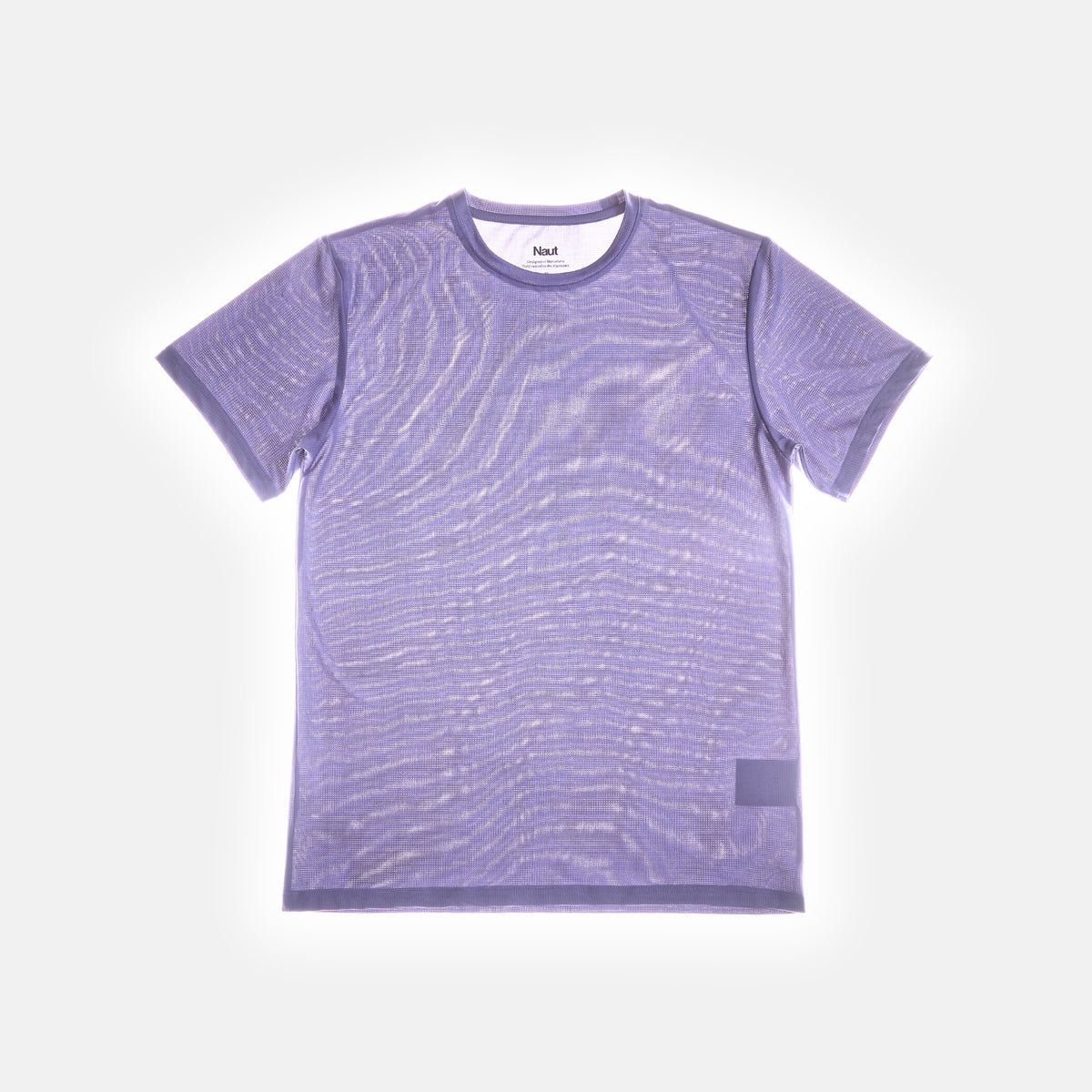 Lilac | macro2 | Naut Alend technical running t-shirt for men, close-up detail